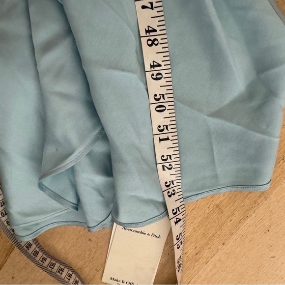 Abercrombie Light Blue One Shoulder Satin Knotted Midi Dress NEW - Picture 7 of 9